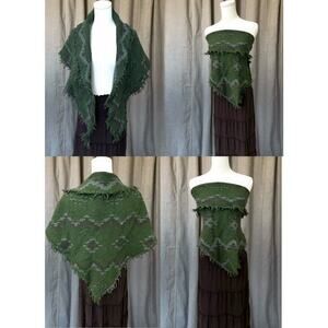 Forest Green Witchy Shawl Top | Fairy Grunge | moody | S-XL